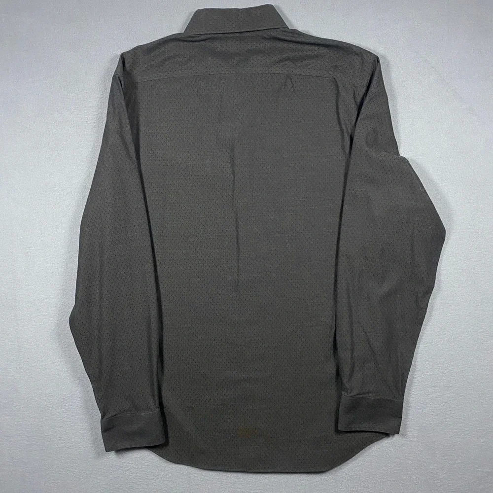 Banana Republic Grant Fit‎ Shirt Mens Medium Gray Non-Iron Cotton Geometric Dot